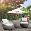 Cozy Outdoor Set - Swivel Woven Chairs, Side Table - All-Weather Resin Wicker, Powder-Coated Aluminum, Fully Assembled