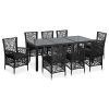 9 Piece Patio Dining Set Poly Rattan Black