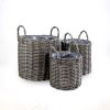 3-Pack Multi-purposes Basket with handler - Hand Woven Wicker - Gray