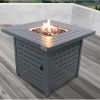 Living Source International 25" H Steel Outdoor Fire Pit Table with Lid ( Grey )