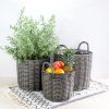 3-Pack Multi-purposes Basket with handler - Hand Woven Wicker - Gray