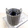 3-Pack Multi-purposes Basket with handler - Hand Woven Wicker - Gray