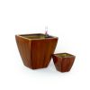 2-Pack Smart Self-watering Planter Pot for Indoor and Outdoor - Dark Wood - Square Cone