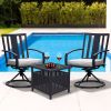 3 Pcs Outdoor Patio Swivel Dining Chair Set with Cushion and Side Table; Gray