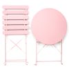 3 Pieces Patio Bistro Balcony Metail Chair Table Set-Pink