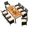 9 Pieces Rattan Patio Dining Set with Acacia Wood Table and Cushioned Chair