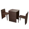 3 Piece Bistro Set with Cushions Poly Rattan Brown