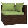 Wicker Patio Furniture 3 Piece with Cushions Brown Poly Rattan