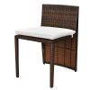 3 Piece Bistro Set with Cushions Poly Rattan Brown