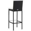 9 Piece Patio Bar Set Poly Rattan and Acacia Wood Black