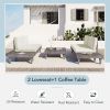 TOPMAX Outdoor 3-Piece Patio Furniture Set Solid Wood Sectional Sofa Set with Coffee Table Conversation Set with Side Table and Cushions, Grey+Beige