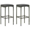 3 Piece Patio Bar Set with Cushions Gray