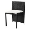 3 Piece Bistro Set with Cushions Poly Rattan Black