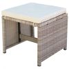 11 Piece Patio Dining Set with Cushions Poly Rattan Beige