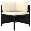 7 Piece Patio Lounge Set with Cushions Poly Rattan Black