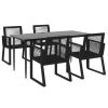 5 Piece Patio Dining Set Black PVC Rattan