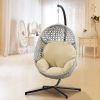 Large Hanging Egg Chair with Stand & UV Resistant Cushion Hammock Chairs with C-Stand for Outdoor Indoor Space