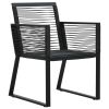 5 Piece Patio Dining Set Black PVC Rattan