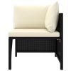 7 Piece Patio Lounge Set with Cushions Poly Rattan Black