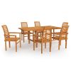 7 Piece Patio Dining Set Solid Teak Wood