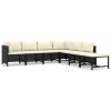 7 Piece Patio Lounge Set with Cushions Poly Rattan Black