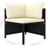 7 Piece Patio Lounge Set with Cushions Poly Rattan Black