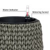 14.6" Self-watering Wicker Planter - Garden Decoration Pot - Gray - Round