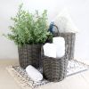 3-Pack Multi-purposes Basket with handler - Hand Woven Wicker - Gray