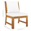 4 Piece Patio Lounge Set with Cushion Cream Solid Acacia Wood