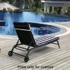 2PCS Set Outdoor Lounge Chair Cushion Replacement Patio Funiture Seat Cushion Chaise Lounge Cushion-BLUE-WHITE