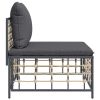 Patio Middle Sofa with Dark Gray Cushions Poly Rattan