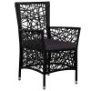 9 Piece Patio Dining Set Poly Rattan Black