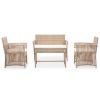 4 Piece Patio Lounge Set with Cushions Poly Rattan Beige