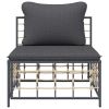 Patio Middle Sofa with Dark Gray Cushions Poly Rattan