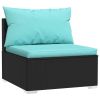 8 Piece Patio Lounge Set with Cushions Poly Rattan Black