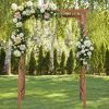 152*60*215cm Beautiful And Practical Flat-Topped Wooden Arch Garden Arch Dark Brown