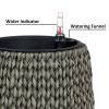 2-Pack Self-watering Wicker Planter - Garden Decoration Pot - Round - Gray