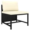 7 Piece Patio Lounge Set with Cushions Poly Rattan Black