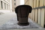 3 PCS Dark Brown Wicker Patio Bistro Set with Round Coffee Table and Brown Cushions