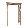 152*60*215cm Beautiful And Practical Flat-Topped Wooden Arch Garden Arch Dark Brown