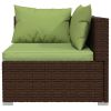 Wicker Patio Furniture 3 Piece with Cushions Brown Poly Rattan