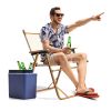 54.5*58*73.5cm Large Aluminum Frame 600D Khaki Oxford Fabric Loading 100kg Imitation Wood Grain Spray Paint Camping Chair Khaki