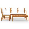 4 Piece Patio Lounge Set with Cushion Cream Solid Acacia Wood