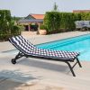 2PCS Set Outdoor Lounge Chair Cushion Replacement Patio Funiture Seat Cushion Chaise Lounge Cushion-BLUE-WHITE