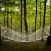 Outdoor Wood Pole Cotton Rope Hammock Garden Patio Yard Hanging Sleep Bed