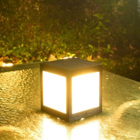 European Style Column Head Lamp Outdoor Villa Courtyard Wall Lamp Solar Wall Lamp (Option: Large warm light)