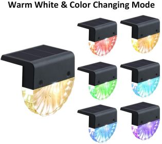 LED Acrylic Shell Solar RGB Color Warm White Stair Light Outdoor Garden Courtyard (Option: Black-12PCS)