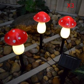 Plastics Solar Mushroom Night Light Outdoor Courtyard Garden Balcony Layout Lawn Waterproof Landscape Decoration Colorful Light (Option: B red x3)