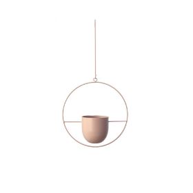 Metal Flower Pot Hanging Plant Holder Indoor Outdoor Home Decoration (Color: Beige)