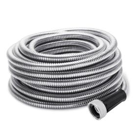 304 Stainless Steel Garden Water Hose Pipe 25/50/75/100FT Flexible Lightweight (Length: 75ft)